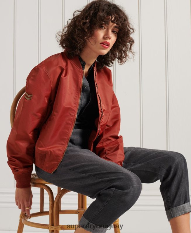 uy Superdry mujer chaqueta bomber ma1 rojo DT2N8Z3837 ropa