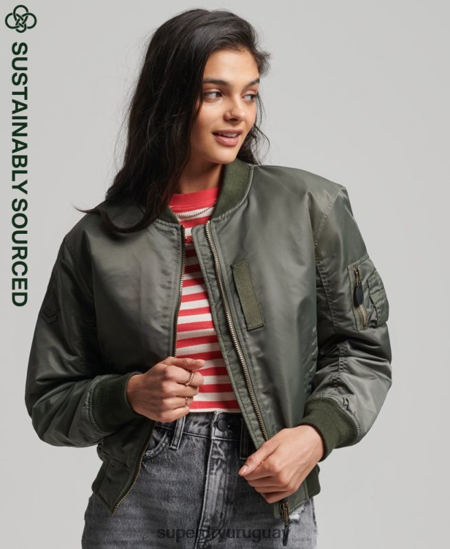 uy Superdry mujer chaqueta bomber ma1 verde DT2N8Z5644 ropa