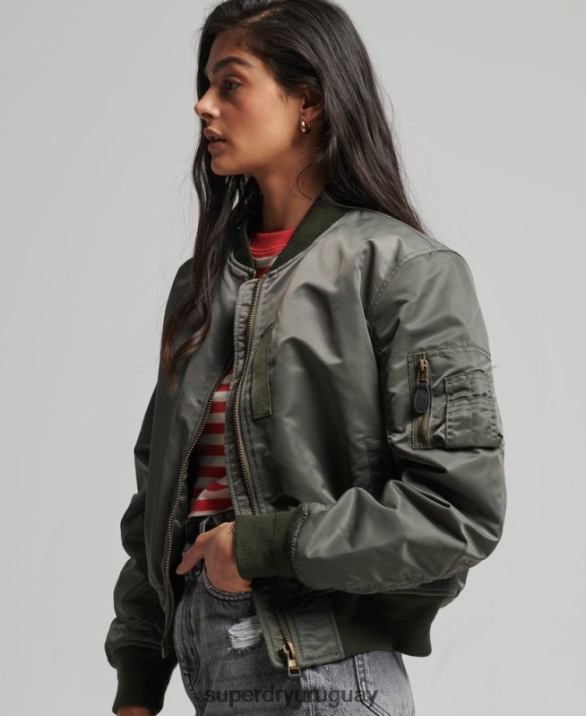 uy Superdry mujer chaqueta bomber ma1 verde DT2N8Z5644 ropa