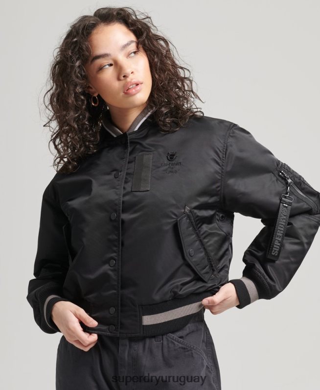 uy Superdry mujer chaqueta bomber oportunista ma-1 negro DT2N8Z5661 ropa