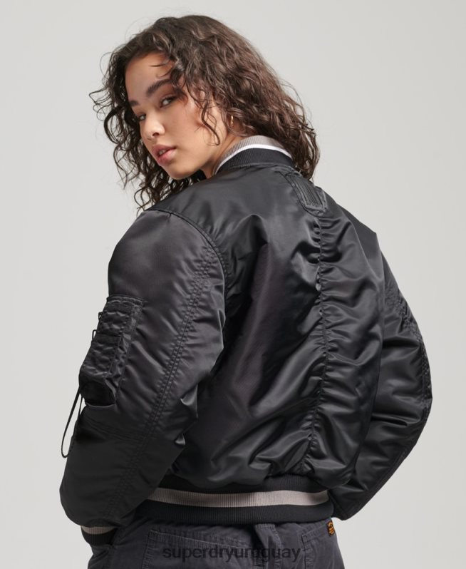 uy Superdry mujer chaqueta bomber oportunista ma-1 negro DT2N8Z5661 ropa