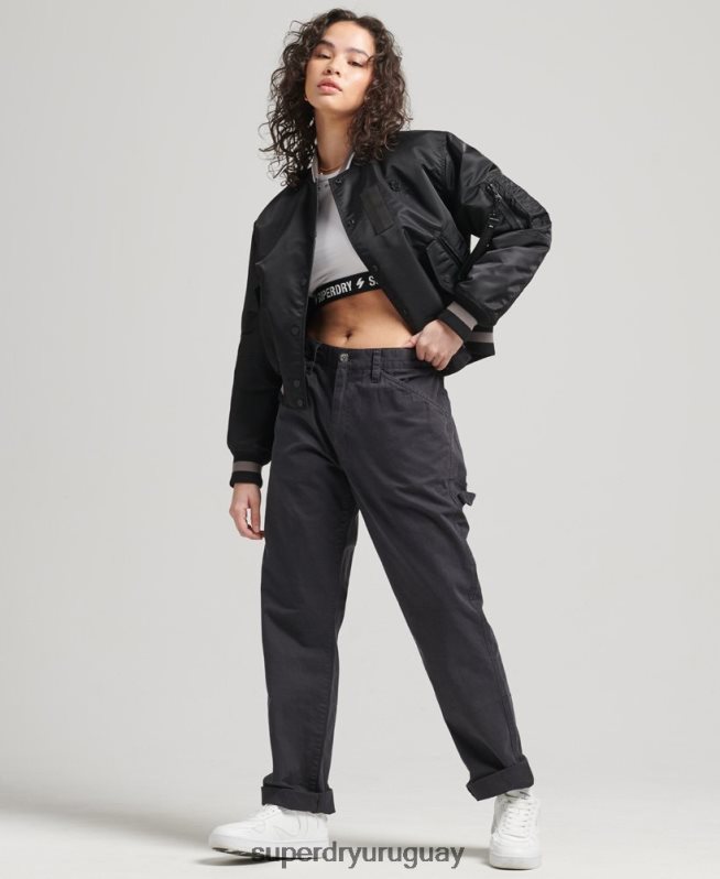 uy Superdry mujer chaqueta bomber oportunista ma-1 negro DT2N8Z5661 ropa