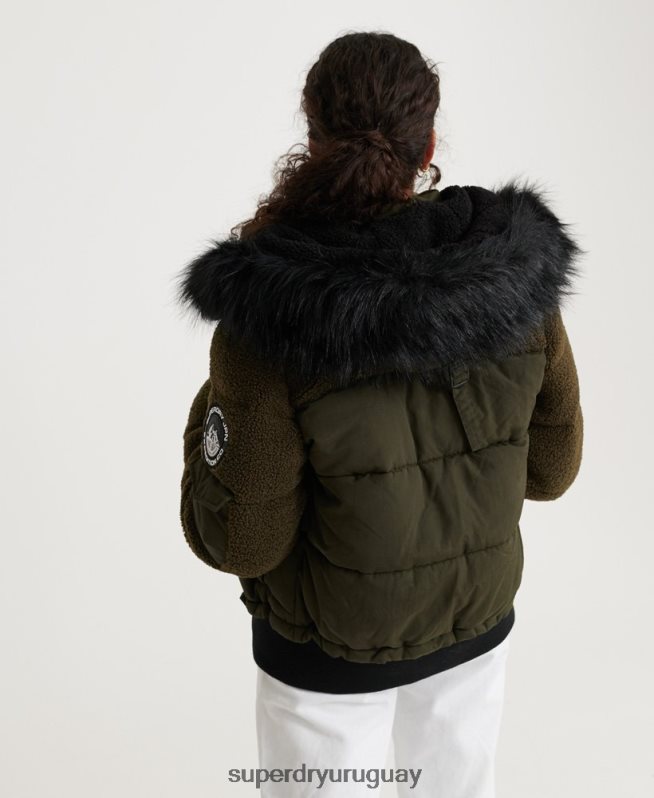 uy Superdry mujer chaqueta bomber sherpa ella caqui DT2N8Z3855 ropa