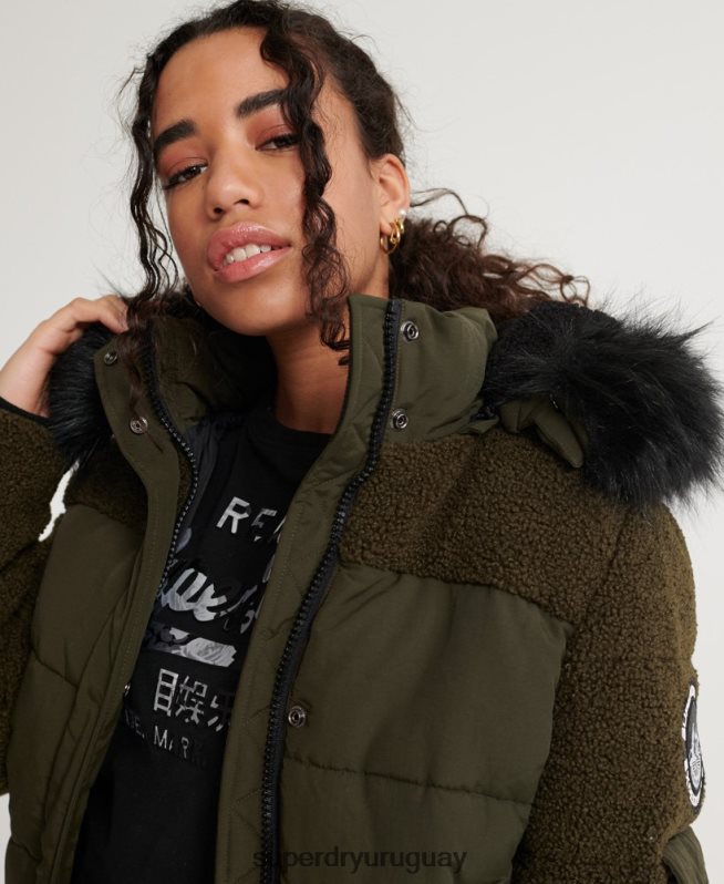 uy Superdry mujer chaqueta bomber sherpa ella caqui DT2N8Z3855 ropa