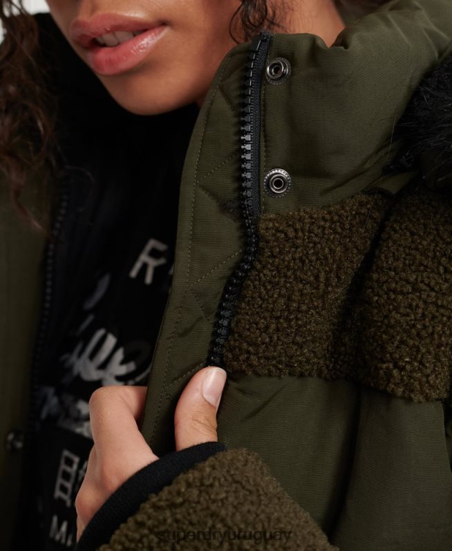 uy Superdry mujer chaqueta bomber sherpa ella caqui DT2N8Z3855 ropa