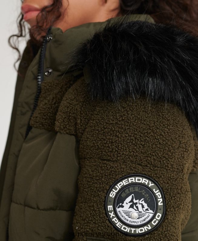 uy Superdry mujer chaqueta bomber sherpa ella caqui DT2N8Z3855 ropa