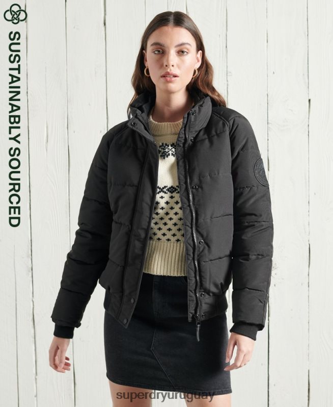 uy Superdry mujer chaqueta bomber sin capucha everest negro DT2N8Z5718 ropa