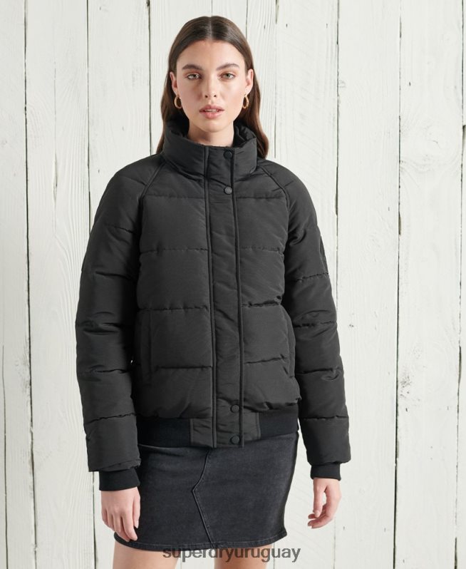 uy Superdry mujer chaqueta bomber sin capucha everest negro DT2N8Z5718 ropa