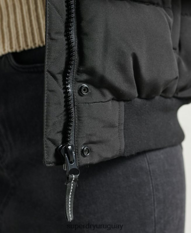 uy Superdry mujer chaqueta bomber sin capucha everest negro DT2N8Z5718 ropa