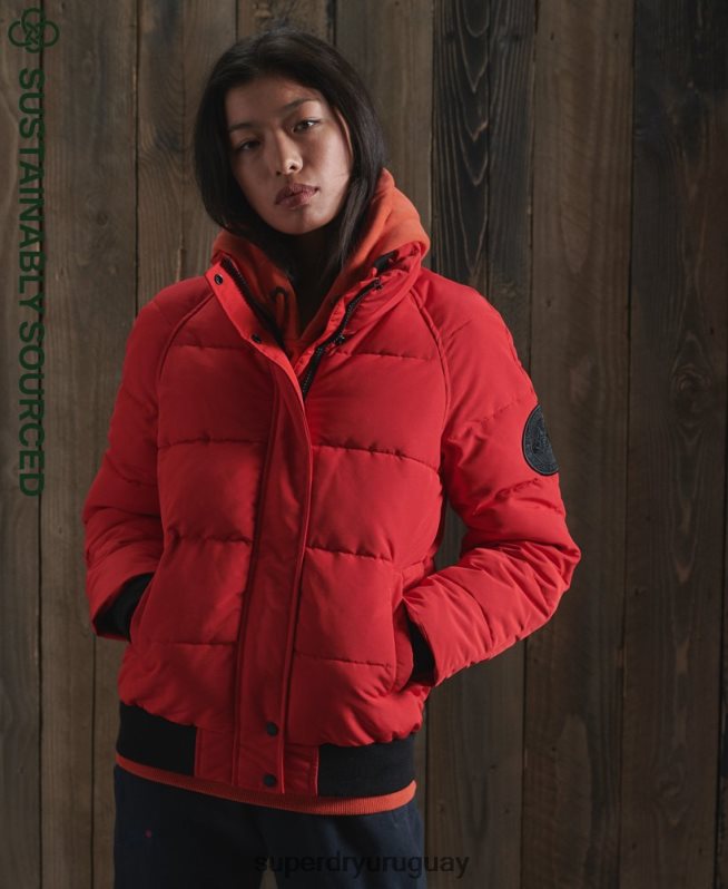 uy Superdry mujer chaqueta bomber sin capucha everest rojo DT2N8Z5659 ropa