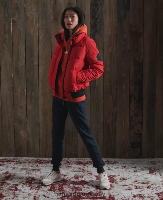 uy Superdry mujer chaqueta bomber sin capucha everest rojo DT2N8Z5659 ropa