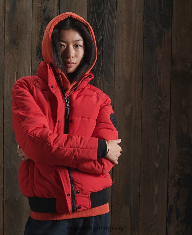 uy Superdry mujer chaqueta bomber sin capucha everest rojo DT2N8Z5659 ropa