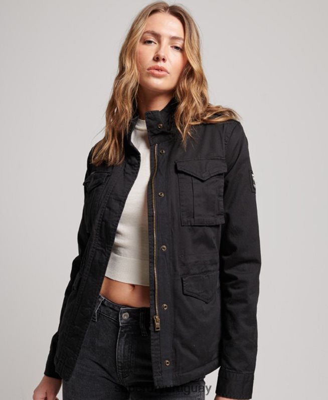 uy Superdry mujer chaqueta clásica de rookie borg negro DT2N8Z5679 ropa