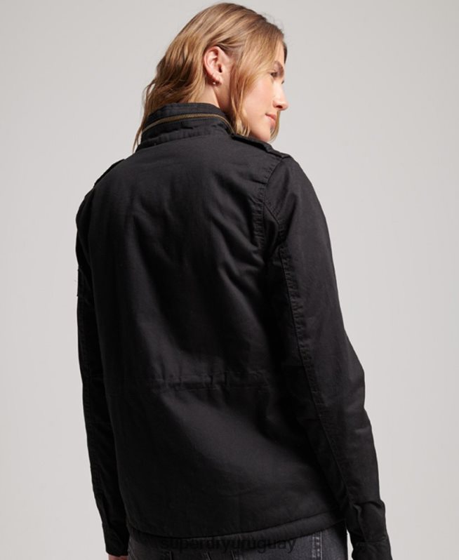 uy Superdry mujer chaqueta clásica de rookie borg negro DT2N8Z5679 ropa