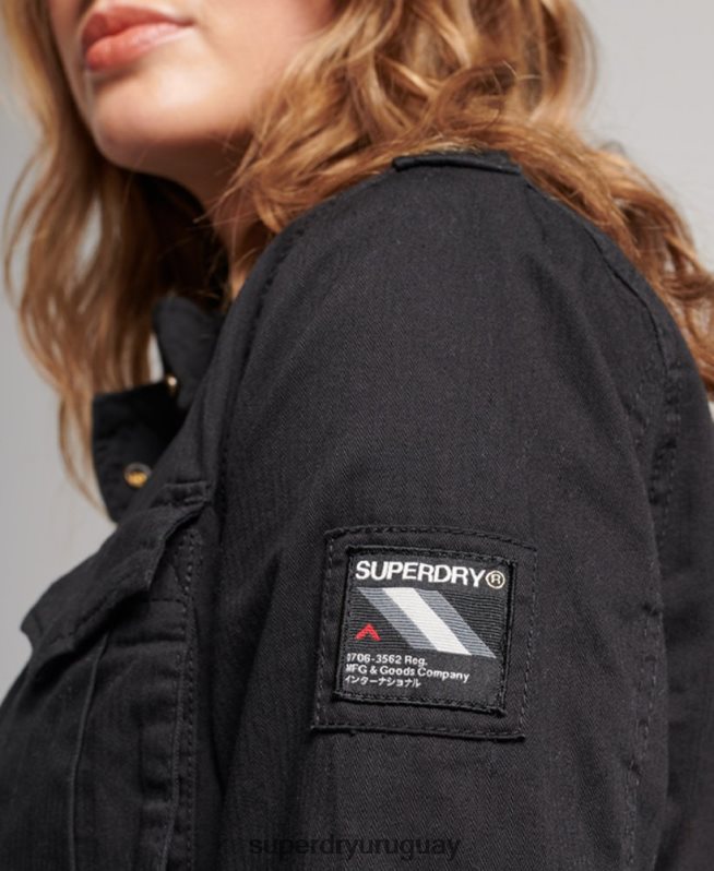 uy Superdry mujer chaqueta clásica de rookie borg negro DT2N8Z5679 ropa