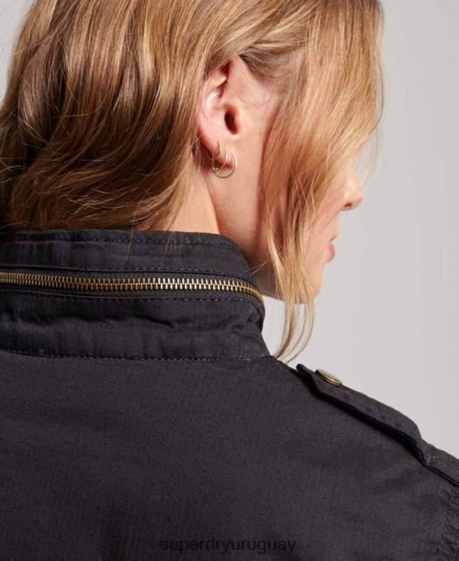 uy Superdry mujer chaqueta clásica de rookie borg negro DT2N8Z5679 ropa