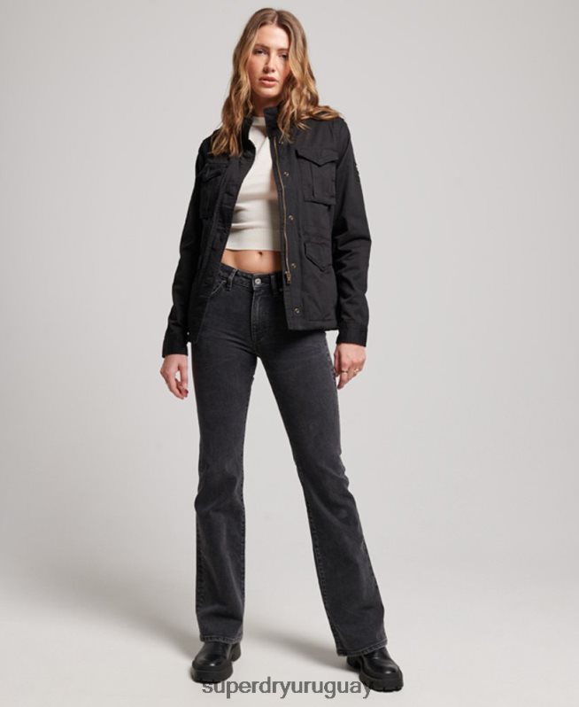 uy Superdry mujer chaqueta clásica de rookie borg negro DT2N8Z5679 ropa