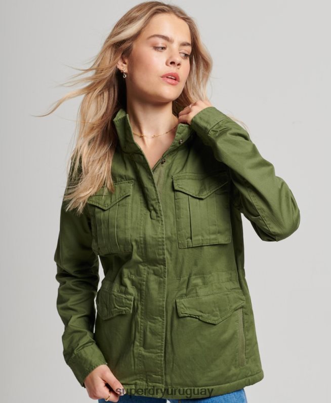 uy Superdry mujer chaqueta clásica de rookie borg verde DT2N8Z5588 ropa