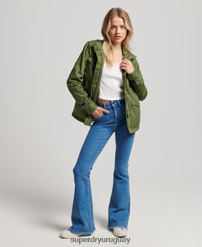 uy Superdry mujer chaqueta clásica de rookie borg verde DT2N8Z5588 ropa