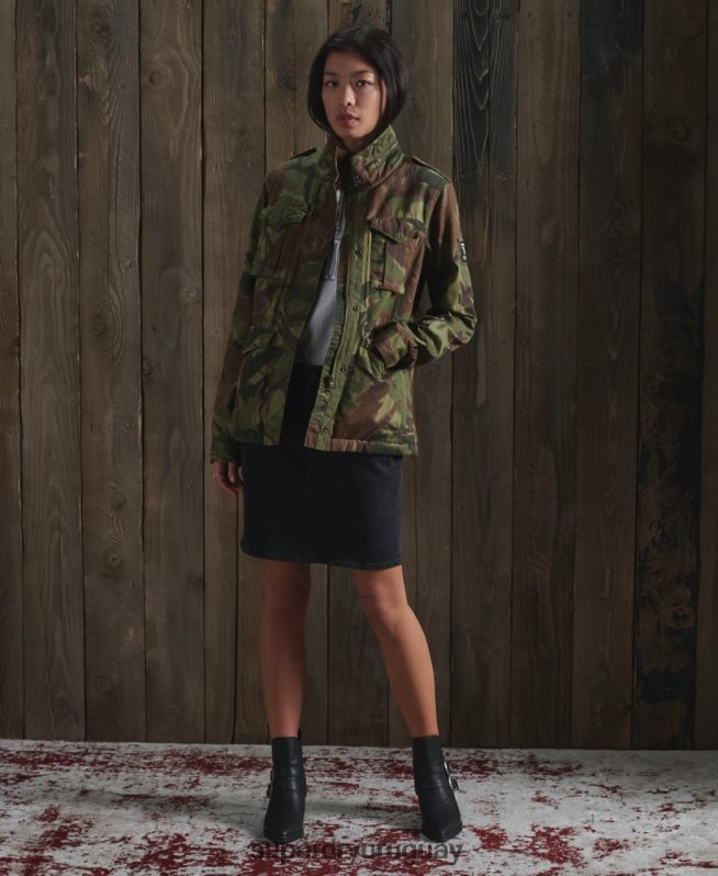uy Superdry mujer chaqueta clásica de rookie borg verde DT2N8Z5684 ropa