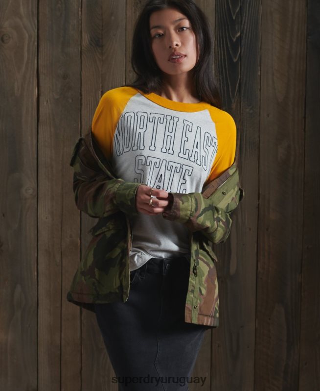 uy Superdry mujer chaqueta clásica de rookie borg verde DT2N8Z5684 ropa