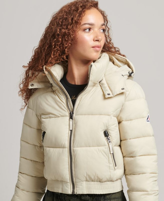 uy Superdry mujer chaqueta corta con capucha fuji beige DT2N8Z3804 ropa