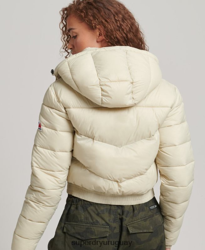 uy Superdry mujer chaqueta corta con capucha fuji beige DT2N8Z3804 ropa