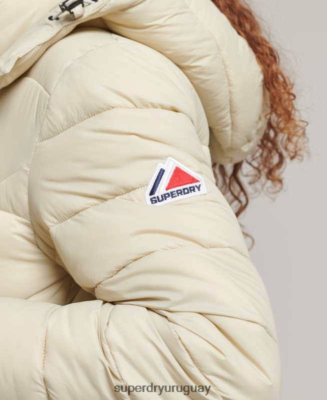 uy Superdry mujer chaqueta corta con capucha fuji beige DT2N8Z3804 ropa