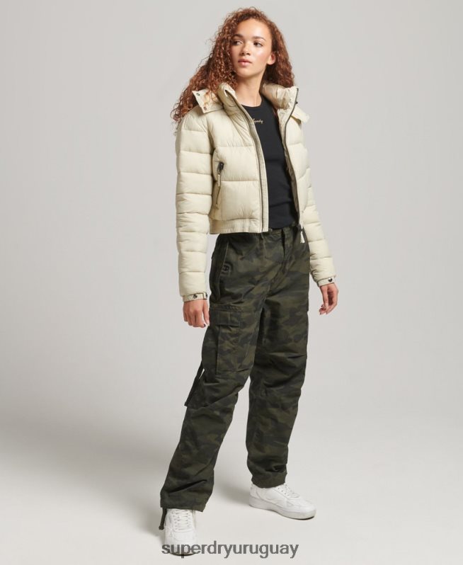 uy Superdry mujer chaqueta corta con capucha fuji beige DT2N8Z3804 ropa