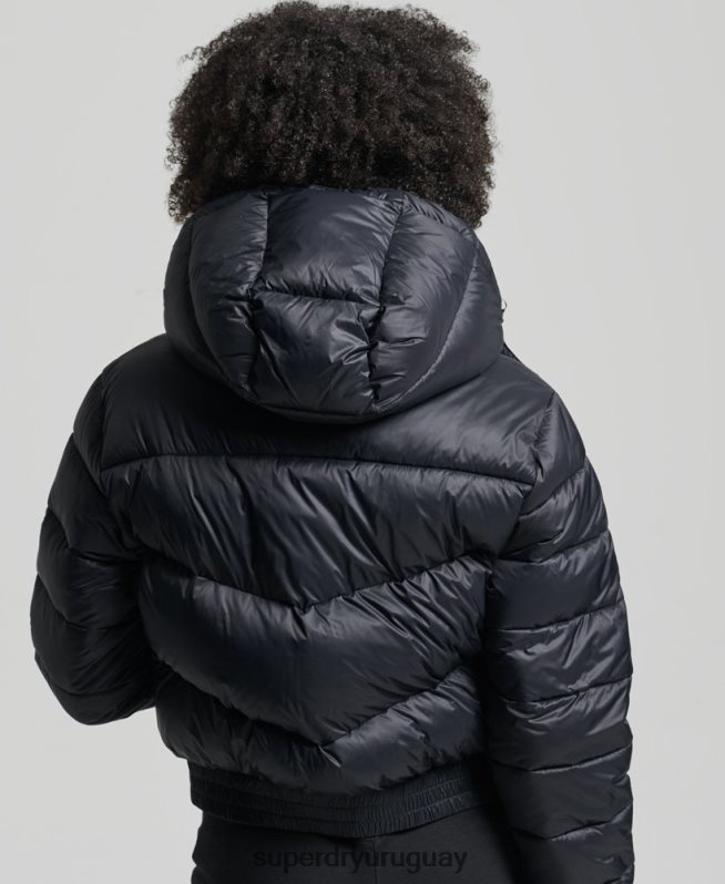 uy Superdry mujer chaqueta corta con capucha fuji negro DT2N8Z3826 ropa