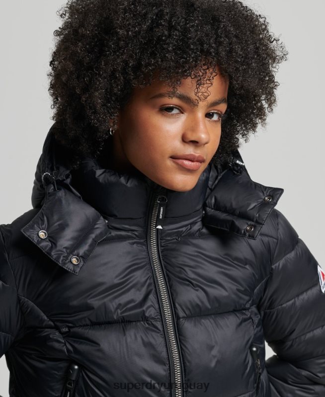 uy Superdry mujer chaqueta corta con capucha fuji negro DT2N8Z3826 ropa