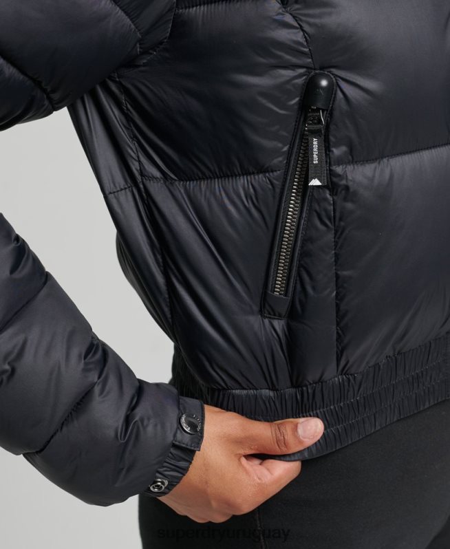 uy Superdry mujer chaqueta corta con capucha fuji negro DT2N8Z3826 ropa