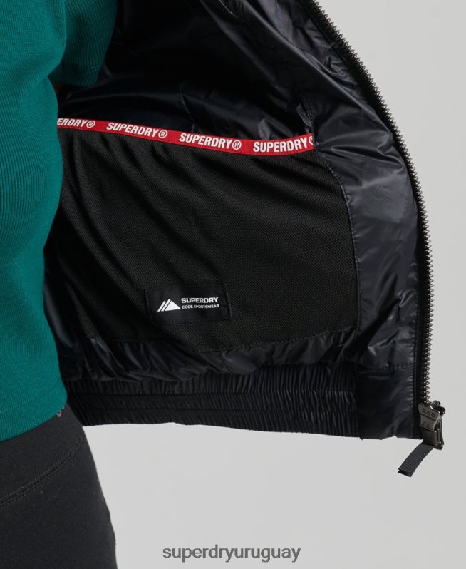 uy Superdry mujer chaqueta corta con capucha fuji negro DT2N8Z3826 ropa