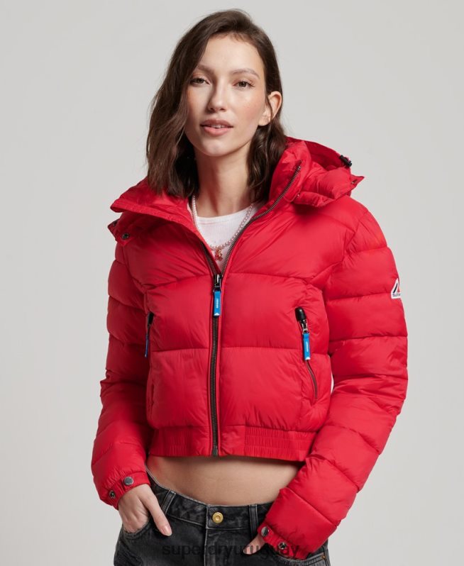 uy Superdry mujer chaqueta corta con capucha fuji rojo DT2N8Z5525 ropa