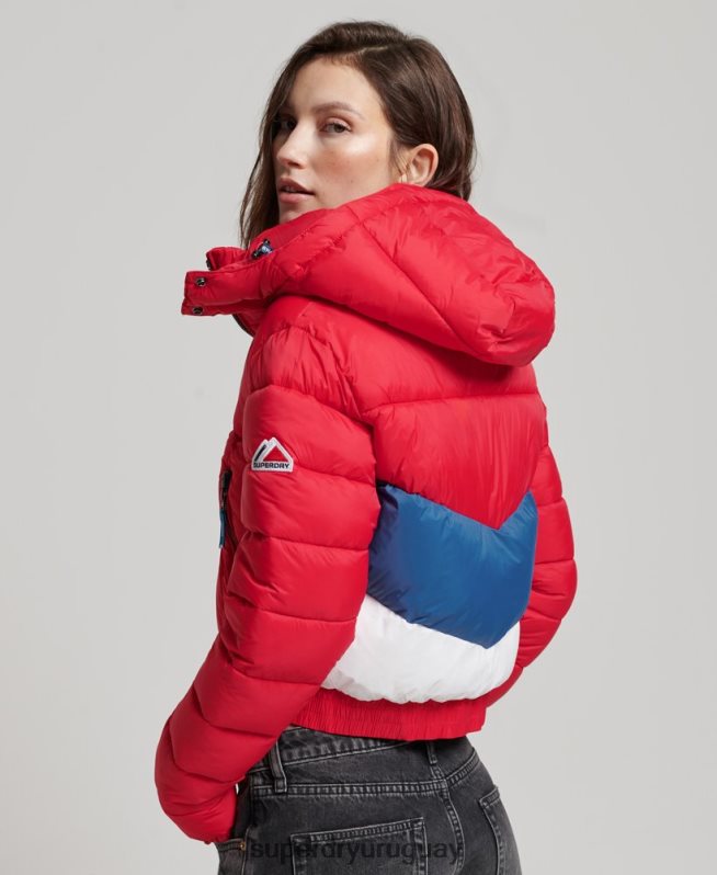 uy Superdry mujer chaqueta corta con capucha fuji rojo DT2N8Z5525 ropa