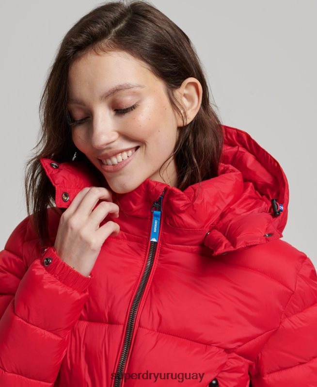 uy Superdry mujer chaqueta corta con capucha fuji rojo DT2N8Z5525 ropa
