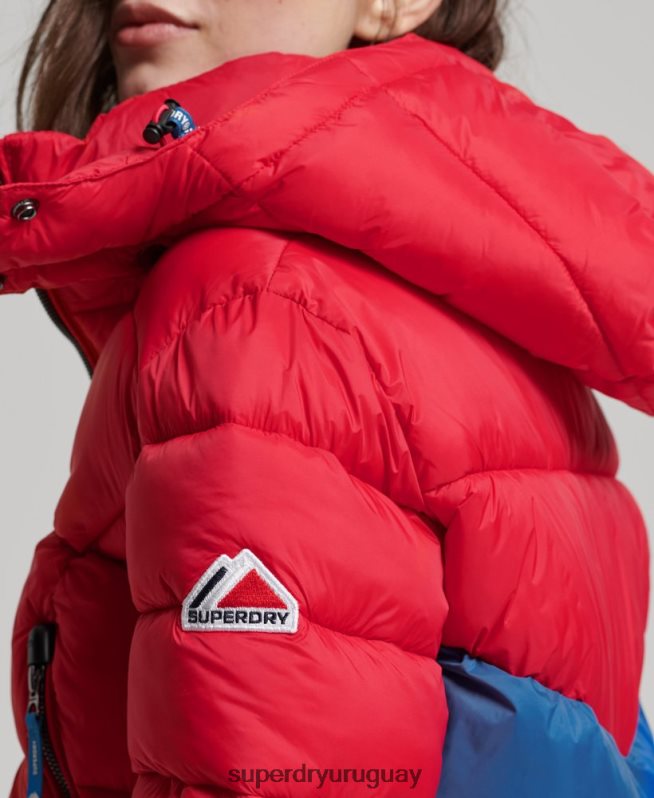 uy Superdry mujer chaqueta corta con capucha fuji rojo DT2N8Z5525 ropa