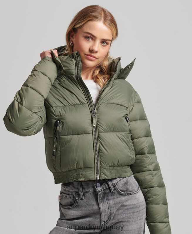 uy Superdry mujer chaqueta corta con capucha fuji verde DT2N8Z3731 ropa