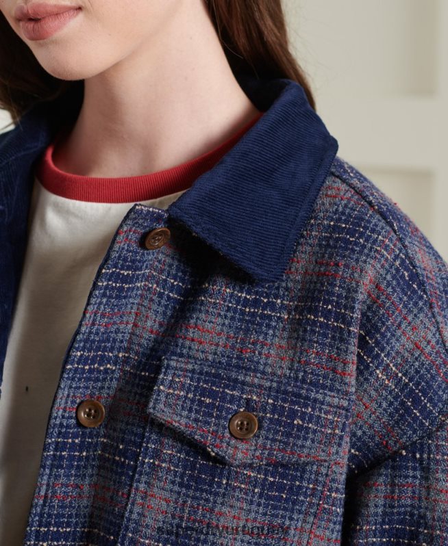 uy Superdry mujer chaqueta corta de lana seca de edición limitada azul DT2N8Z5686 ropa