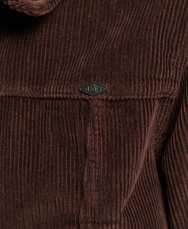 uy Superdry mujer chaqueta corta de pana marrón DT2N8Z1975 ropa