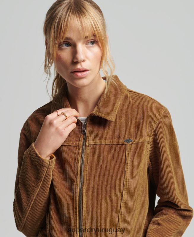 uy Superdry mujer chaqueta corta de pana marrón DT2N8Z2016 ropa