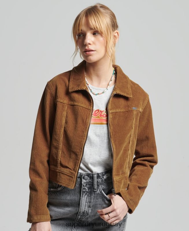 uy Superdry mujer chaqueta corta de pana marrón DT2N8Z2016 ropa