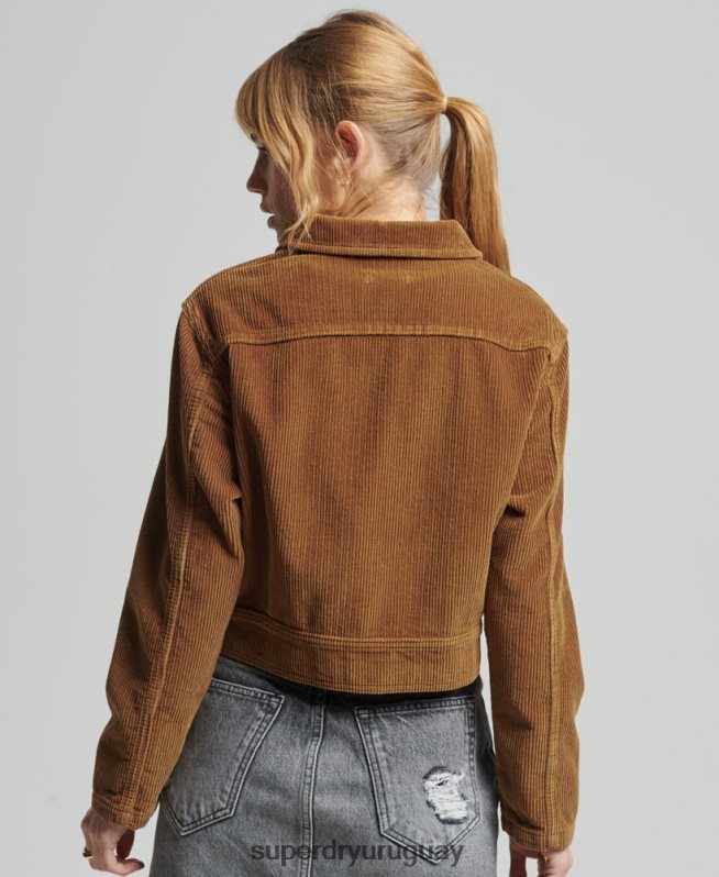 uy Superdry mujer chaqueta corta de pana marrón DT2N8Z2016 ropa