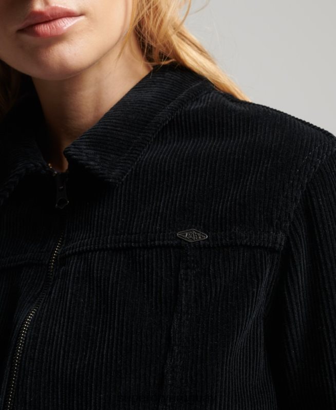 uy Superdry mujer chaqueta corta de pana negro DT2N8Z3526 ropa