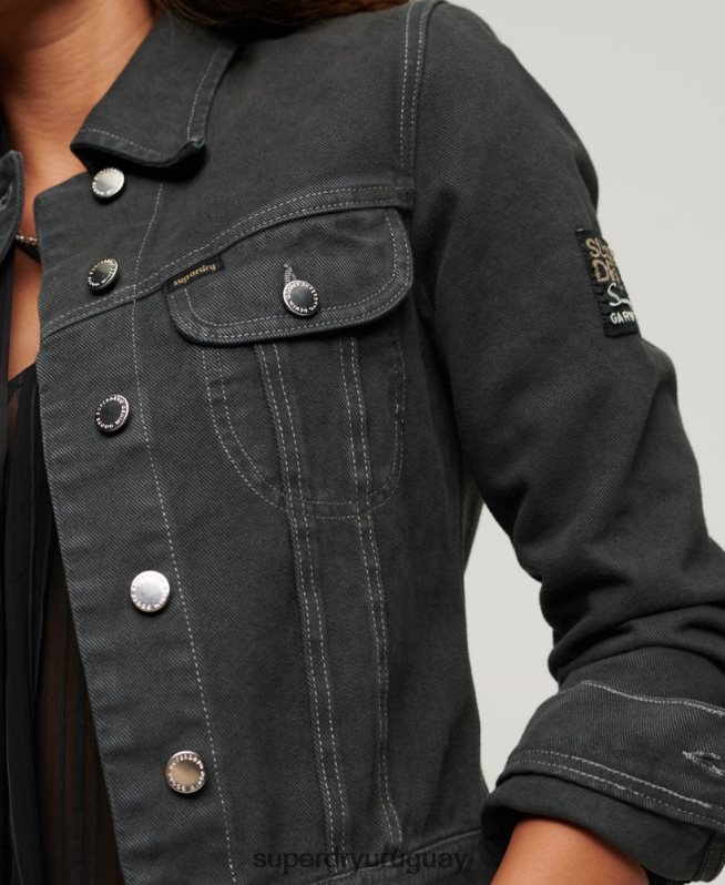 uy Superdry mujer chaqueta corta de ropa de trabajo de st tropez gris oscuro DT2N8Z2004 ropa