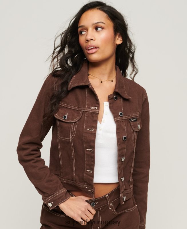 uy Superdry mujer chaqueta corta de ropa de trabajo marrón DT2N8Z3532 ropa
