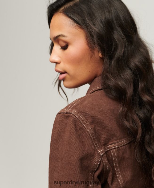 uy Superdry mujer chaqueta corta de ropa de trabajo marrón DT2N8Z3532 ropa