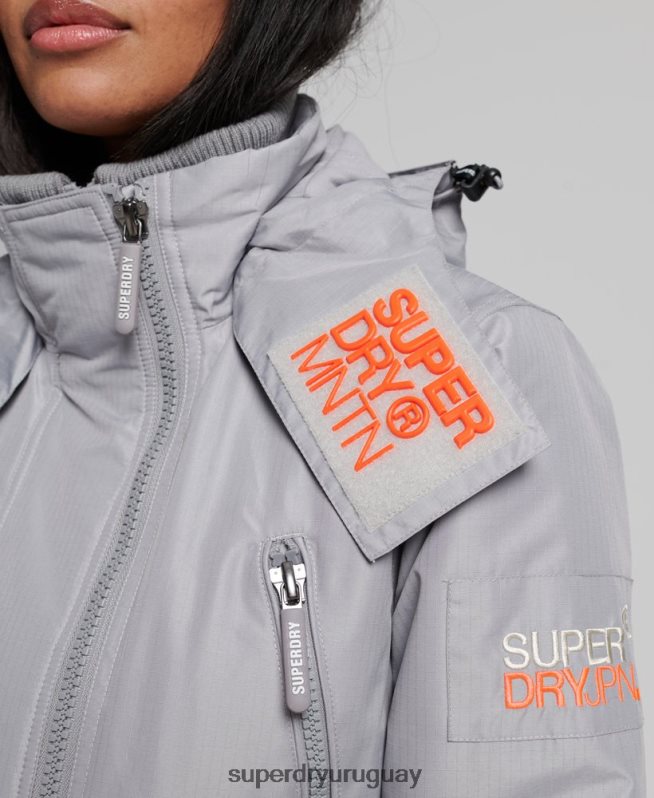 uy Superdry mujer chaqueta cortavientos mountain sd gris claro DT2N8Z3533 ropa