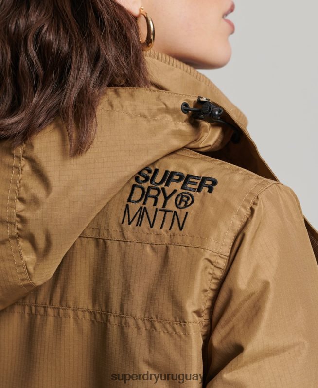 uy Superdry mujer chaqueta cortavientos mountain sd marrón DT2N8Z3618 ropa
