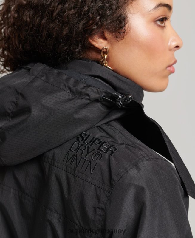 uy Superdry mujer chaqueta cortavientos mountain sd negro DT2N8Z3628 ropa